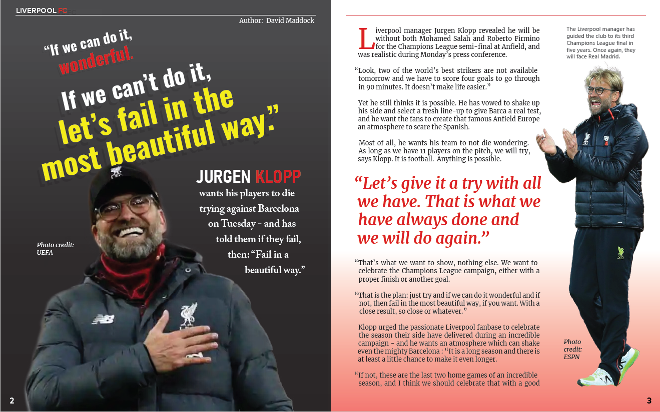 Two-page sports spread